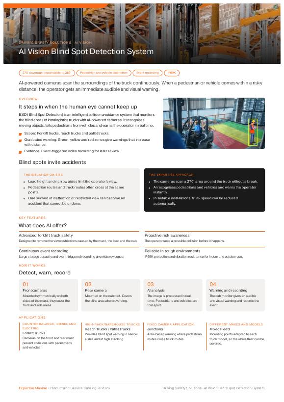 Sample page: AI Vision Blind Spot Detection System.